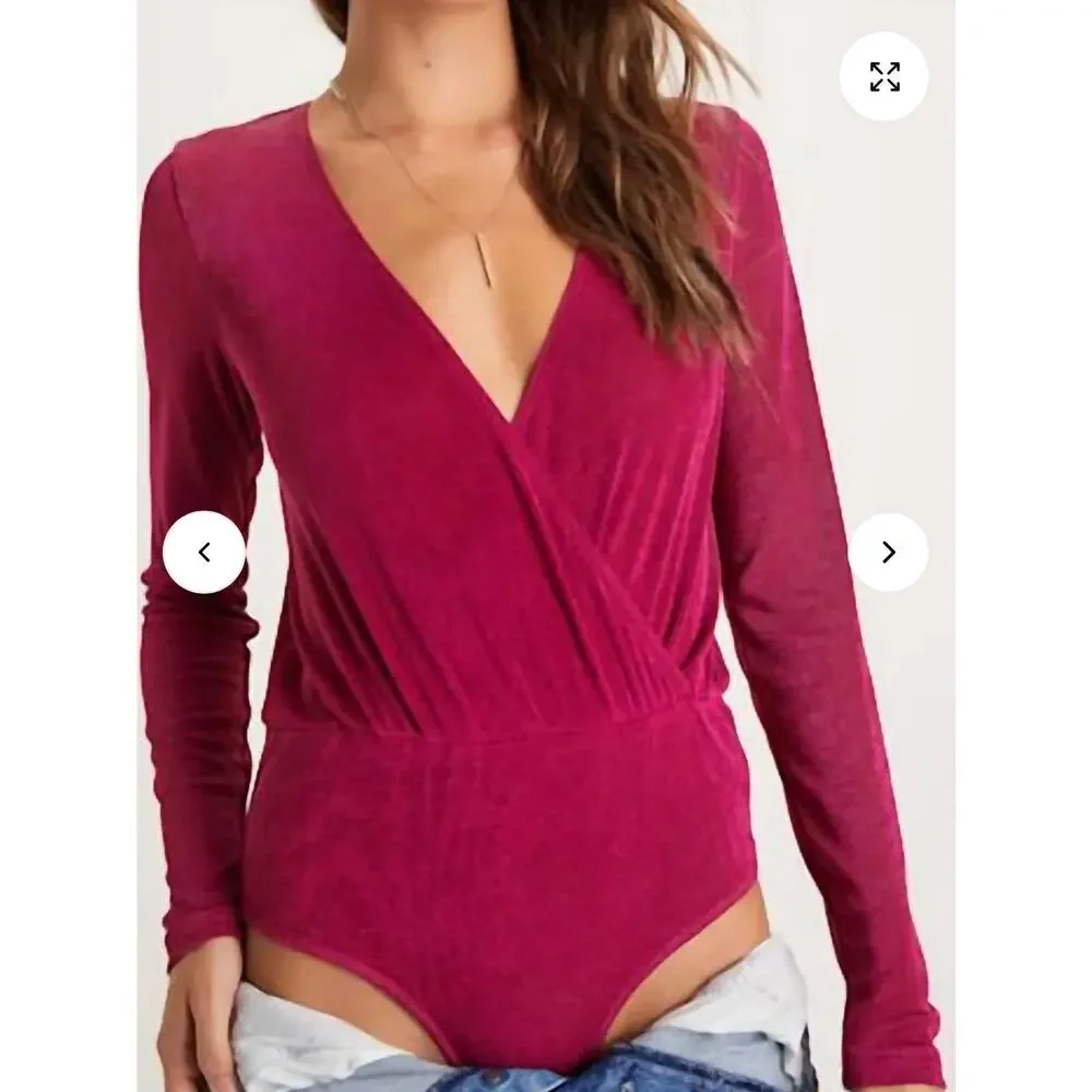 Free People Intimately‎ Turnt Bodysuit Dark Rhubarb Sz Small
